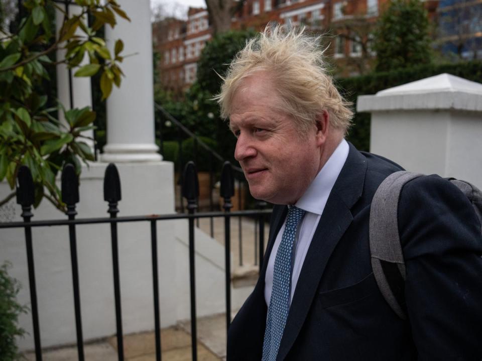 Boris Johnson leaves his home on Monday (Getty Images)