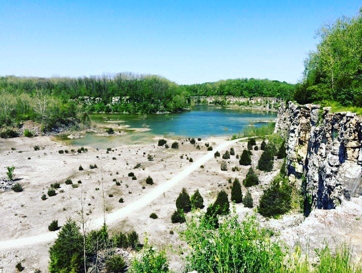 The quarry as seen from the Rim trail at DePauw Nature Park.