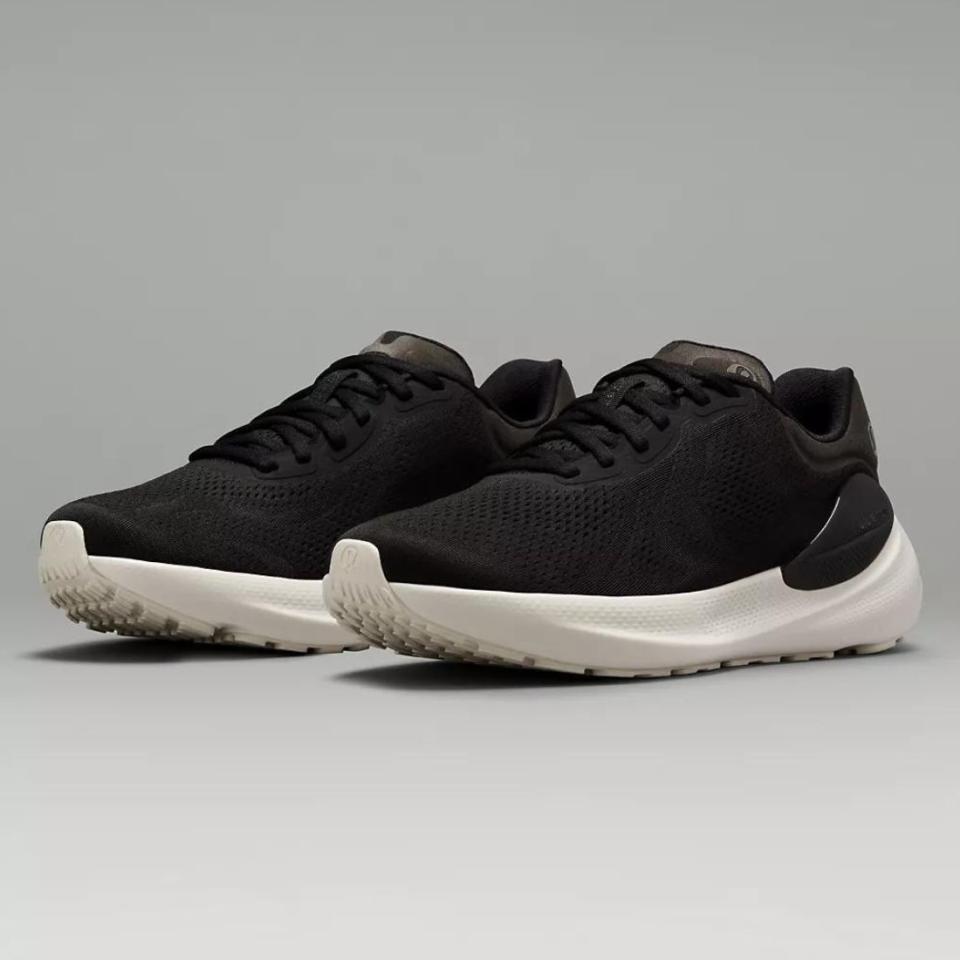 black and white running sneakers