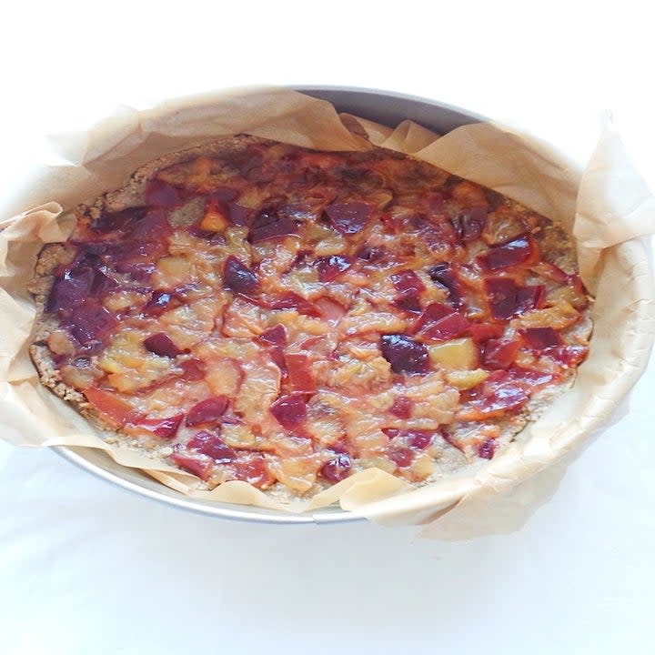 Oat crust with plum filling.