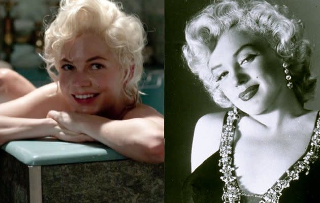 Michelle Williams dio la réplica a la mítica Marilyn Monroe en 'Mi semana con Marilyn', una gran caracterización que con la que rozó el Oscar.