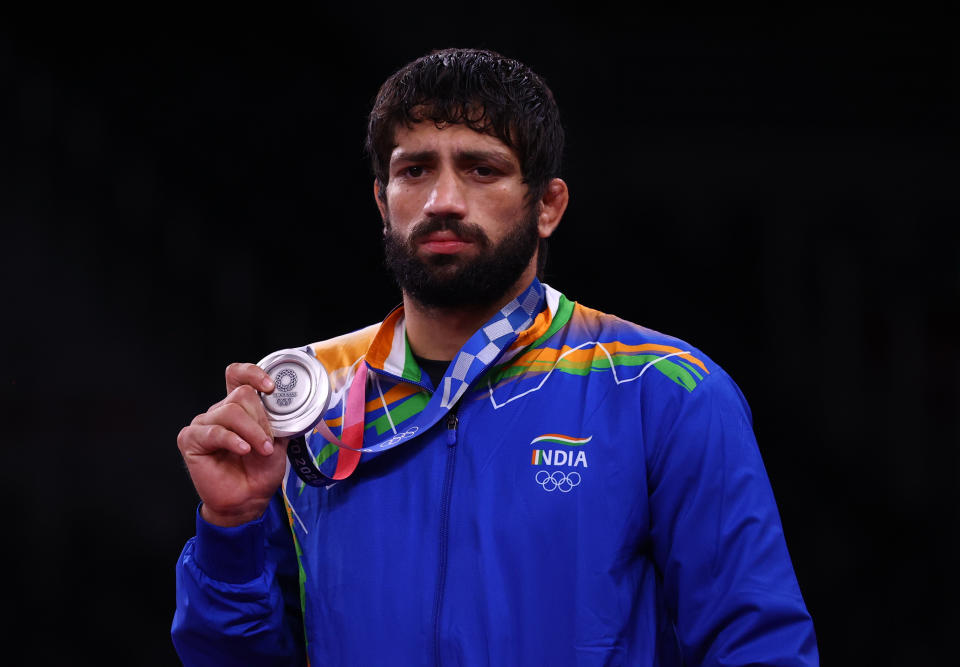 Silver medallist Ravi Kumar of India