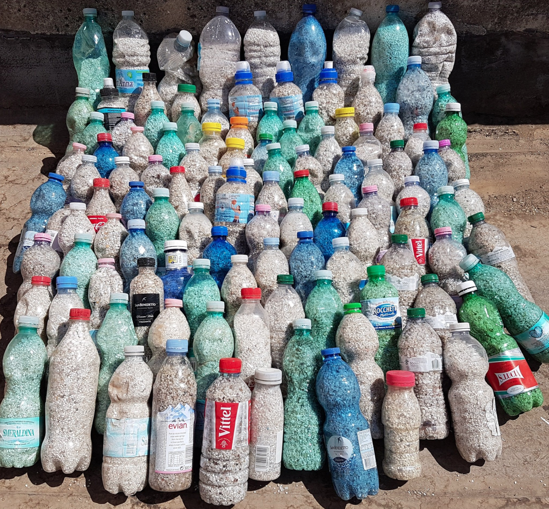 The bottles of sand weighed in at 40kg.