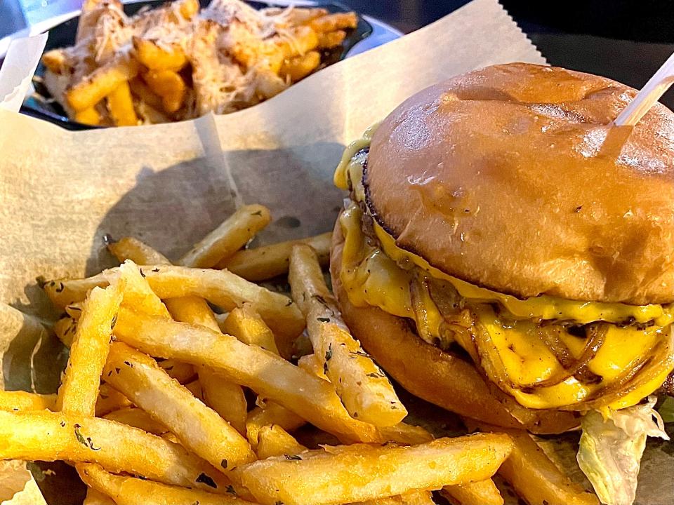 The Daytona Double Double Burger from Riverside Johnny's in Daytona Beach.