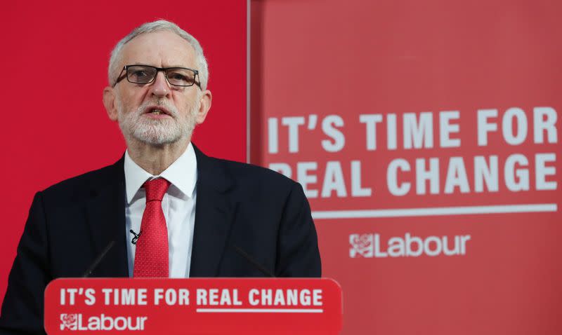 Britain's opposition Labour Party leader Jeremy Corbyn attends a news conference in London