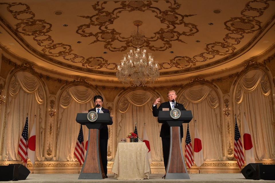 Trump and Japan's Prime Minister Shinzo Abe Mar-a-Lago