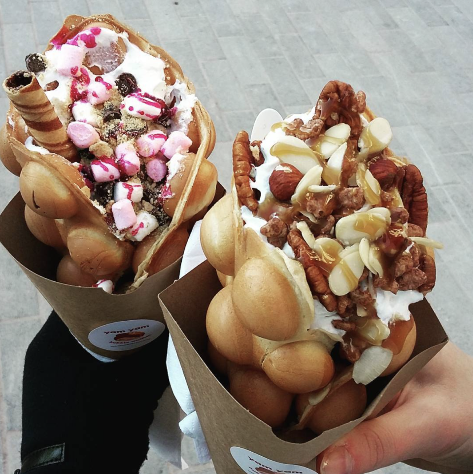 <p>If you havn’t tried a bubble waffle yet, where have you been? <a rel="nofollow noopener" href="https://www.instagram.com/p/BTlveLjAfGy/?tagged=bubblewaffle" target="_blank" data-ylk="slk:[Photo:Bartosovanikola/ Instagram];elm:context_link;itc:0;sec:content-canvas" class="link ">[Photo:Bartosovanikola/ Instagram]</a> </p>