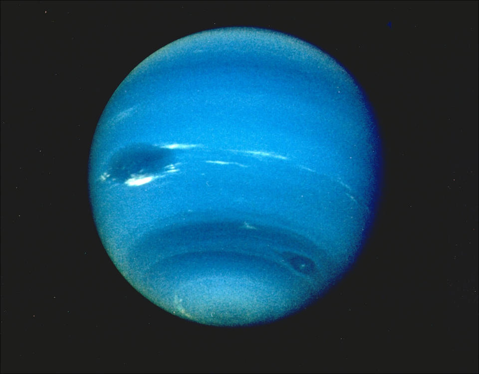 This image of Neptune was taken during the August 16-17, 1989 period as Voyager 2 photographed the planet almost continuously. (AP Photo/NASA)
