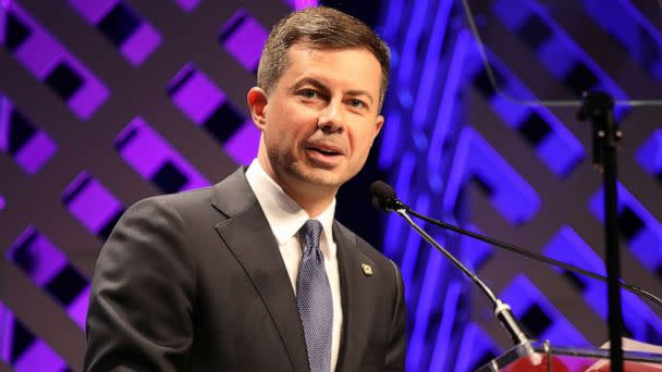PHOTO: Transportation Secretary Pete Buttigieg delivers remarks at the Plenary II: State of Black America: Combatting the Threat to Civil Rights & Democracy during National Urban League Conference in Washington, July 22, 2022. (Brian Stukes/Getty Images)