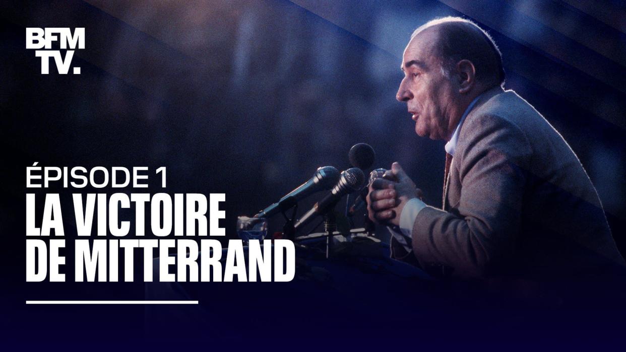 François Mitterrand à la tribune lors d'un meeting à Paris, le 1er avril 1981 - AFP