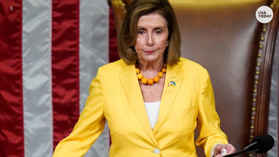 House Speaker Nancy Pelosi of Calif., finishes the vote to approve the Inflation Reduction Act in the House chamber at the Capitol in Washington, Friday, Aug. 12, 2022.