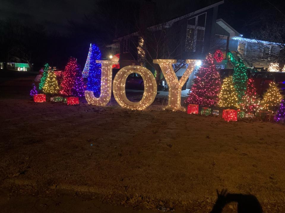 Karyn Stone's front yard, located at 4740 S. Glenn Ave., is truly a Christmas extravaganza, with thousands of lights and a 20-foot tree that features 6,600 lights of its own. Several smaller trees and a six-foot sign that reads "Joy" also makes up the display.