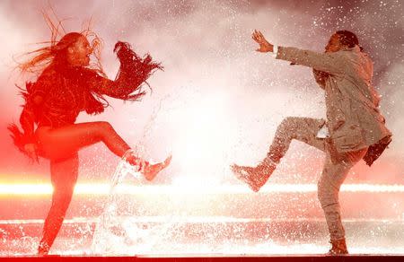 Kendrick Lamar performs "Freedom" with Beyonce (L) at the 2016 BET Awards in Los Angeles, California, U.S., June 26, 2016. REUTERS/Danny Moloshok