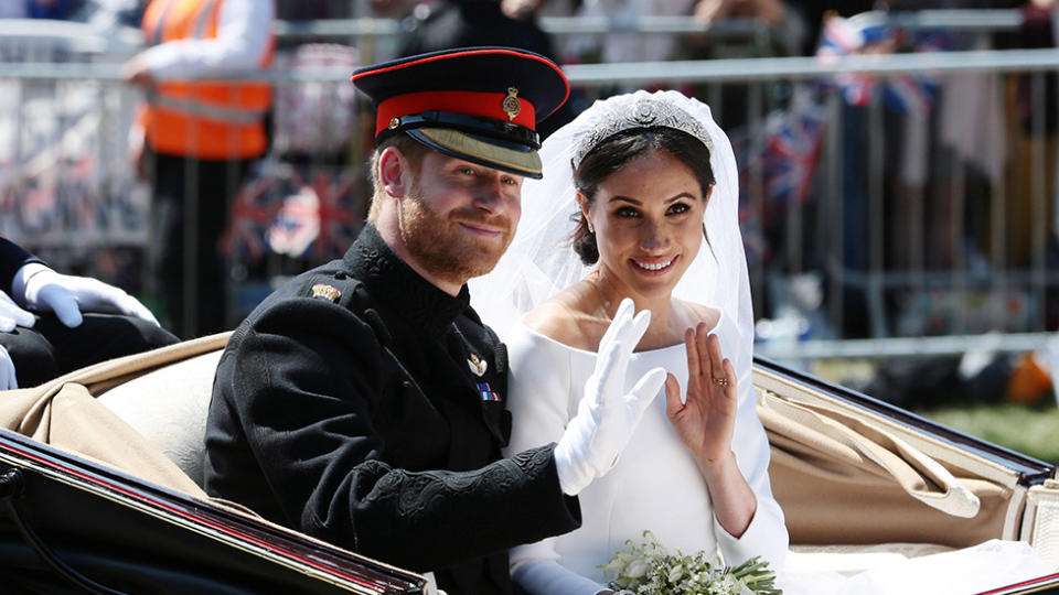 Prince Harry and Meghan Markle on their wedding day