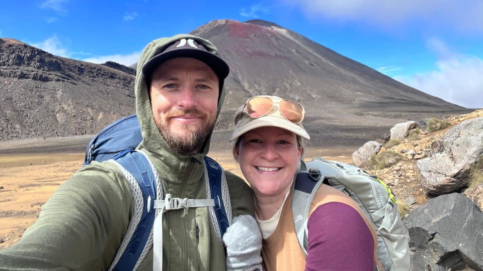 Samantha and Toby moved to New Zealand in 2021. Here they are by Mount Ngauruhoe while hiking the Tongariro Crossing. - Samantha Hannah