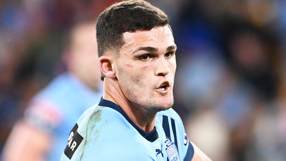 Nathan Cleary is expected to miss the final game of State of Origin after suffering a shoulder injury on Sunday night. (Photo by Bradley Kanaris/Getty Images)