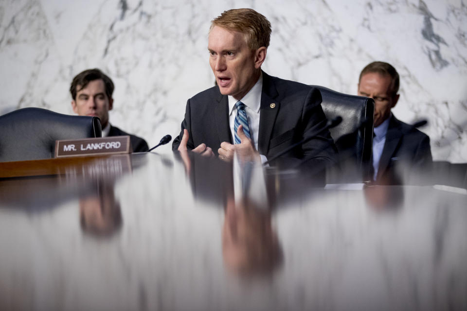 Sen. James Lankford, R-Okla., speaks during a Senate Intelligence Committee hearing on Russian interference in the 2016 elections. (Photo: Andrew Harnik/AP)