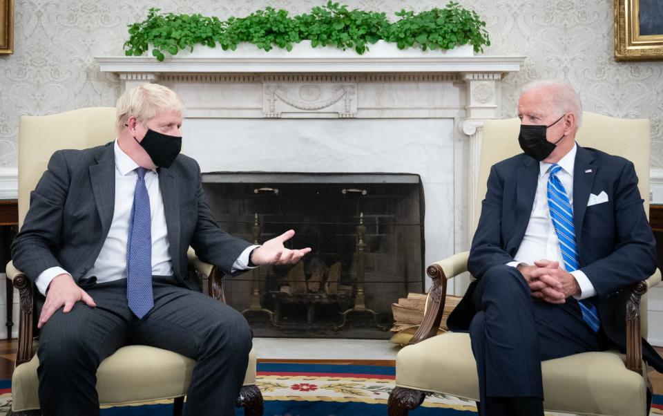 Prime Minister Boris Johnson meets US President Joe Biden in the Oval Office of the White Hous - Stefan Rousseau/PA