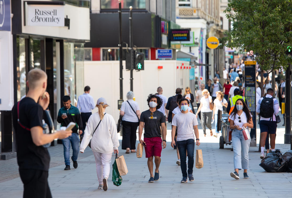 Shoppers on Oxford Street in central London, following the further easing of lockdown restrictions in England. Picture date: Tuesday June 8, 2021.