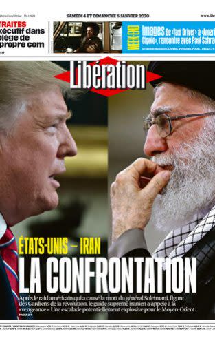 Liberation, the French newspaper, said that conflict between US and Iran now seemed highly likely - Credit: LIBERATION