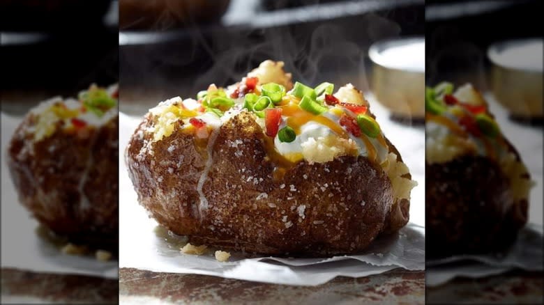 steaming longhorn baked potato