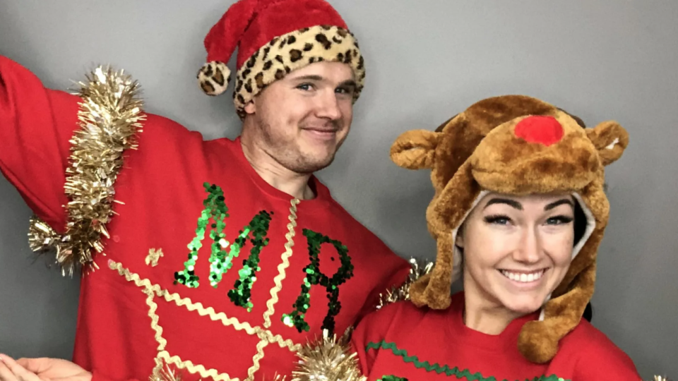 diy ugly christmas sweater ideas couples mr and mrs sweater