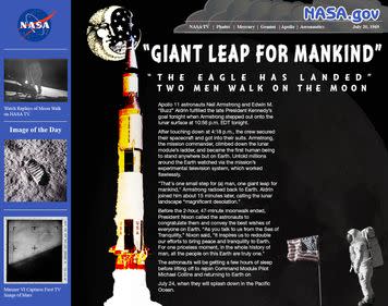 NASA imagines a 1969 webpage for the Apollo 11 landing