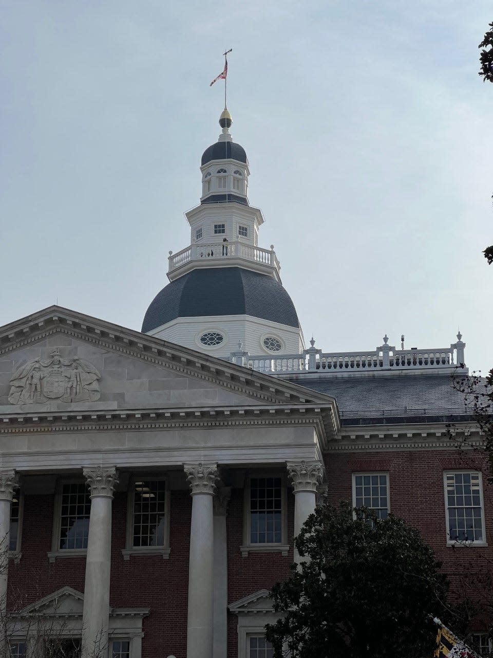 In this file photo, the dome of the Maryland State House in Annapolis is pictured on the first day of the legislative session, Jan. 11, 2023.