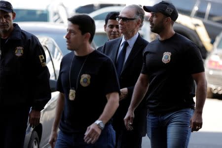 Brazilian Olympic Committee (COB) President Carlos Arthur Nuzman arrives to Federal Police headquarters in Rio de Janeiro, Brazil October 5, 2017. REUTERS/Bruno Kelly