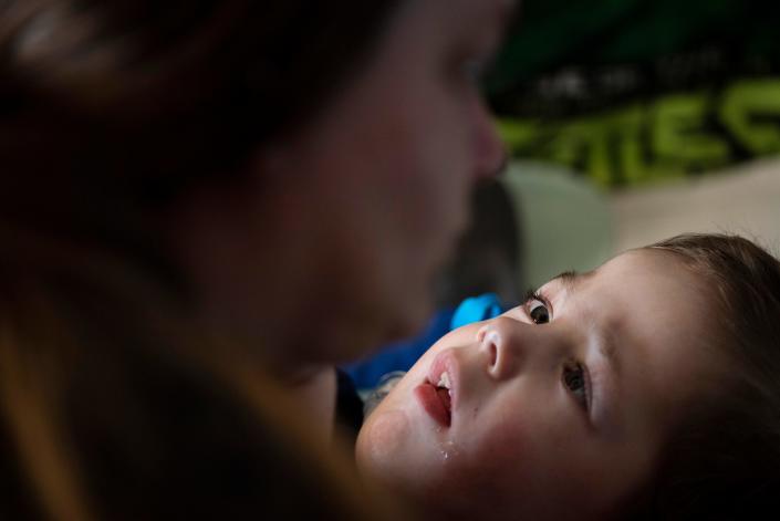 Diagnosed with spinal muscular atrophy as a newborn, Anthony Schmitz, 3, is now on a regimen of Evrysdi to help his condition. Although a slow process, his mom, Daniele Johnson, says he's shown improvement in muscle gain and motor function. 