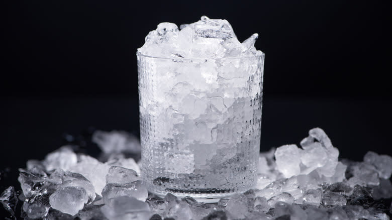 Glass of crushed ice
