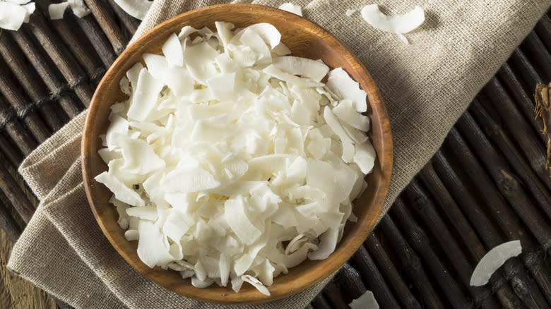 Bowl of coconut flakes