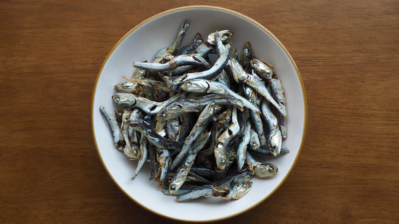 bowl of anchovies