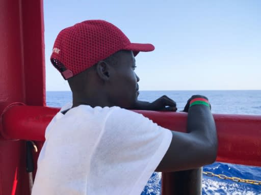 Djibril, a 24-year-old migrant from Chad, is one of more than 350 people who have been rescued in the Mediterranean by the Ocean Viking since Friday