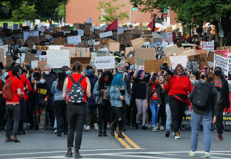 Protest following the death in Minneapolis police custody of George Floyd, in Boston