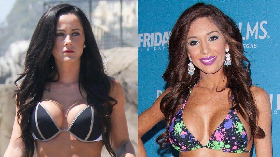 Jenelle Evans and Farrah Abraham in bikinis