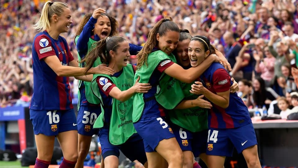 Bonmatí scored the opening goal of the game as Barcelona retained its Women's Champions League title by beating Lyon. - Alvaro Barrientos/AP