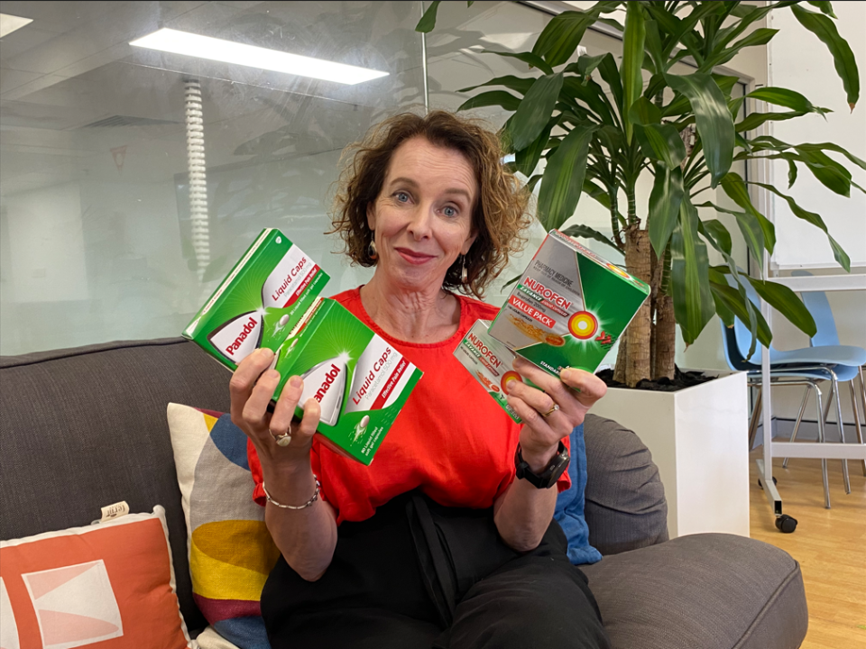 CHOICE's Editorial Director Marg Rafferty holding painkillers