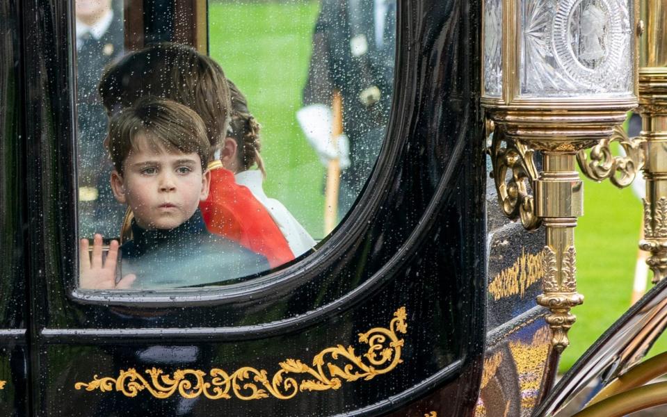 Prince Louis had his face pressed close to the glass - Jane Barlow/AFP