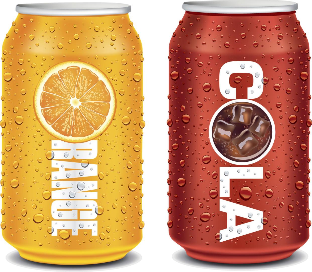 design for orange, cola aluminum can