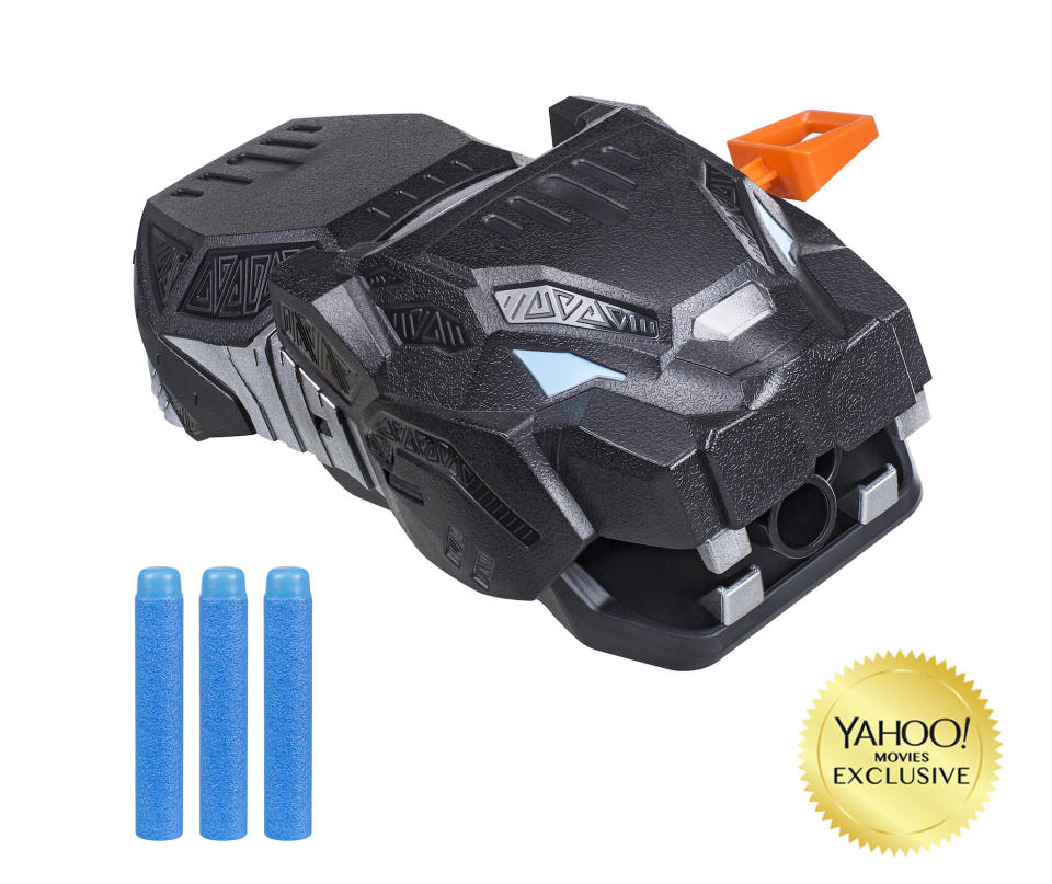 <p>“Protect the citizens of Wakanda and charge into combat with projectile-firing action! This Vibranium-powered Nerf Gauntlet looks like the head of a panther and is inspired by the technology designed and worn by Shuri in the movie. ” (Photo: Hasbro) </p>