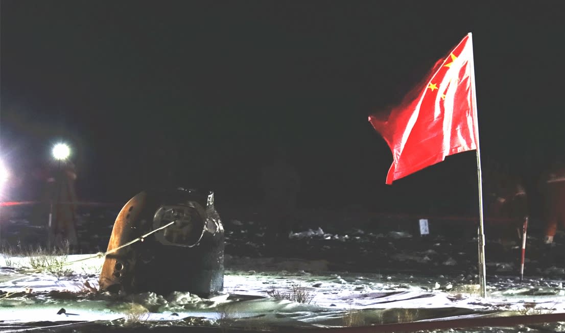  The Chang'e 5 return capsule at its landing site in Inner Mongolia, China, on Dec. 17, 2020. 