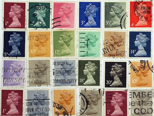 <span class="caption">Royal Mail stamps are one of the everyday items set to change following the death of the Queen.</span> <span class="attribution"><a class="link " href="https://www.shutterstock.com/image-photo/postage-stamps-image-queen-elizabeth-on-60489658" rel="nofollow noopener" target="_blank" data-ylk="slk:Zurbagan / Shutterstock;elm:context_link;itc:0;sec:content-canvas">Zurbagan / Shutterstock</a></span>