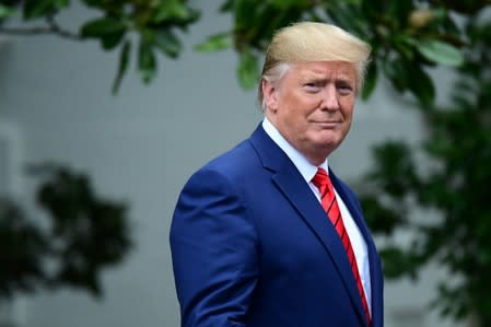 U.S. President Donald Trump meets with sheriffs from across the country on the South Lawn of the White House in Washington