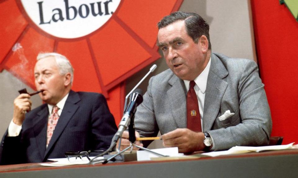 Denis Healey (right) with Harold Wilson in 1974.