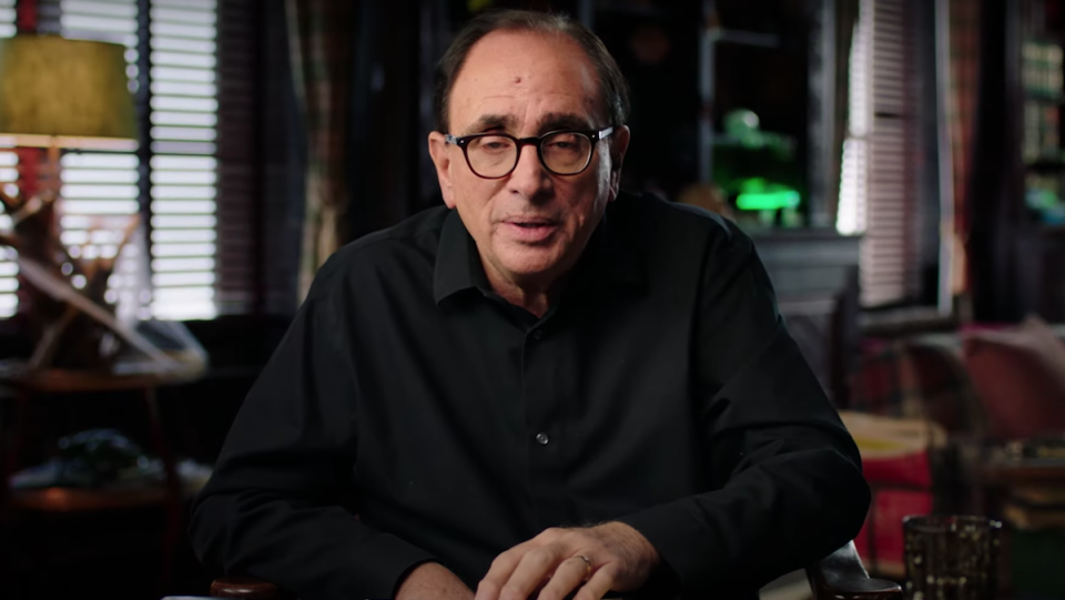 R.L. Stine speaks directly to a camera