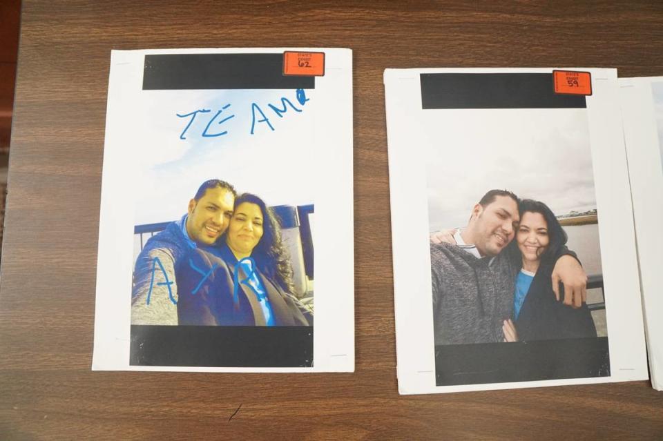 Exhibits show photos stored on the phone of Rachel Leon, wife of Greg Leon, of her and her alleged lover Arturo Bravo Santos during a trip they took to Charleston.