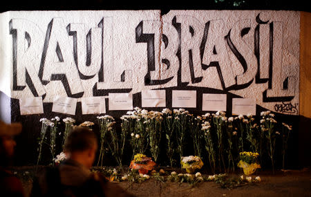 Floral tributes to victims of the shooting at Raul Brasil school are seen in Suzano, Sao Paulo state, Brazil March 13, 2019. REUTERS/Ueslei Marcelino