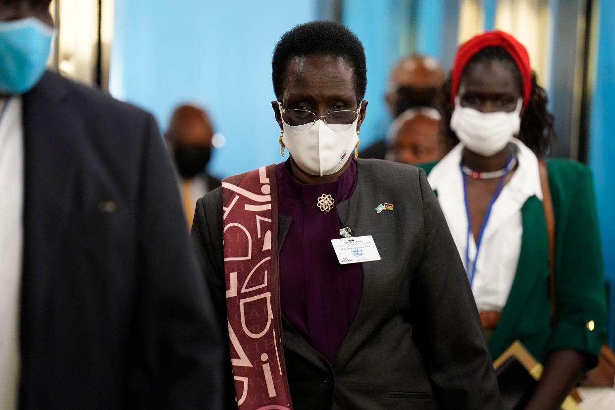 Riek Machar, Vice President of South Sudan, arrives at United Nations headquarters, Tuesday, Sept. 21, 2021, during the 76th Session of the U.N. General Assembly in New York.