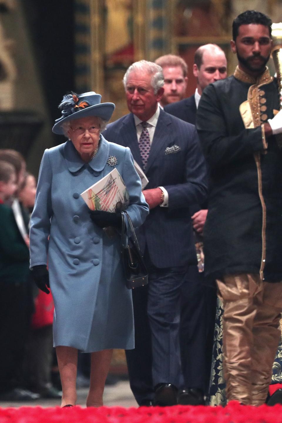 The Queen, the Prince of Wales, Duke of Sussex and Duke of Cambridge leaving after the Commonwealth Service at Westminster Abbey in 2020 (Yui Mok/PA) (PA Archive)